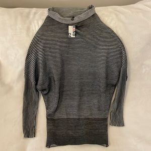NWT Kiind Of Pebble Gray Striped Tunic, Long Sweater Dress